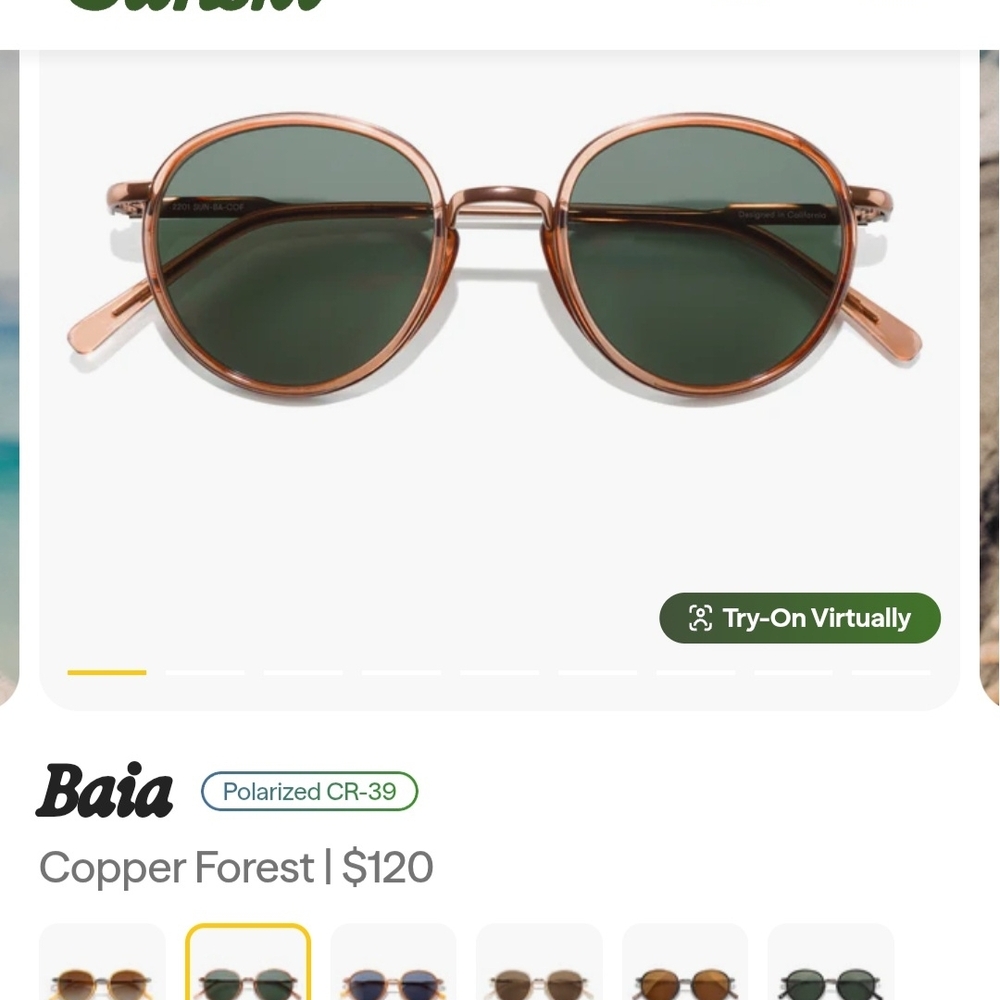 Baia Copper Forest Round Women's Sunglasses - Copper Frame, Green Lenses - Picture 2 of 14